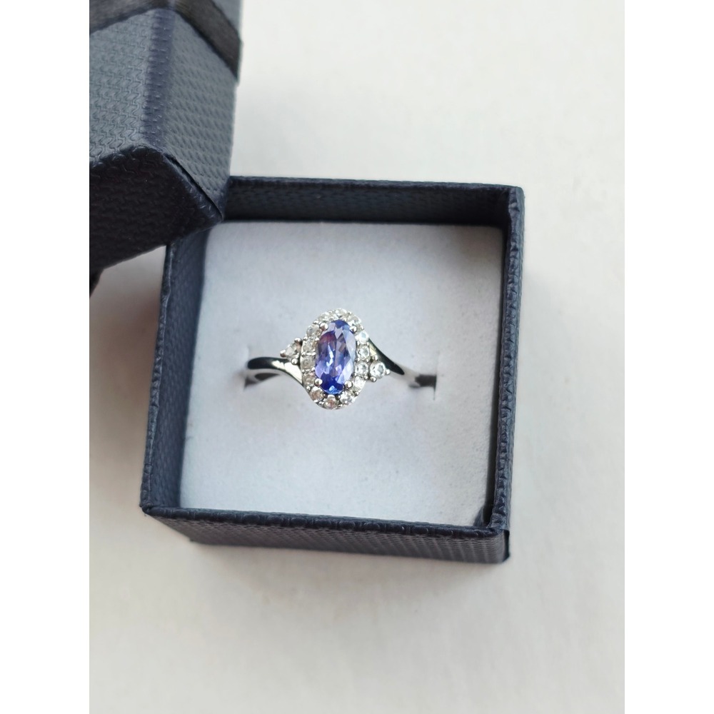 D'Joy 925 Sterling Silver Oval Blue Violet Tanzanite Ring Size 7 New Gift box
